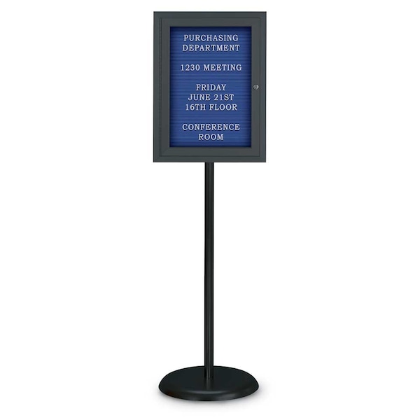 United Visual Products Corkboard, Triple Door, Radius Frame, 72x48", Satin/Black UV70055-SATIN-BLACK - main